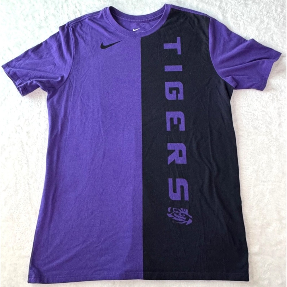 LSU Tigers Nike Tee shirt Adult large Colorblock purple Y2K football USA made - Picture 2 of 14